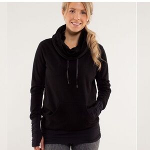 HEAVY BLACK LULULEMON COWL NECK SWEATER SZ 4
